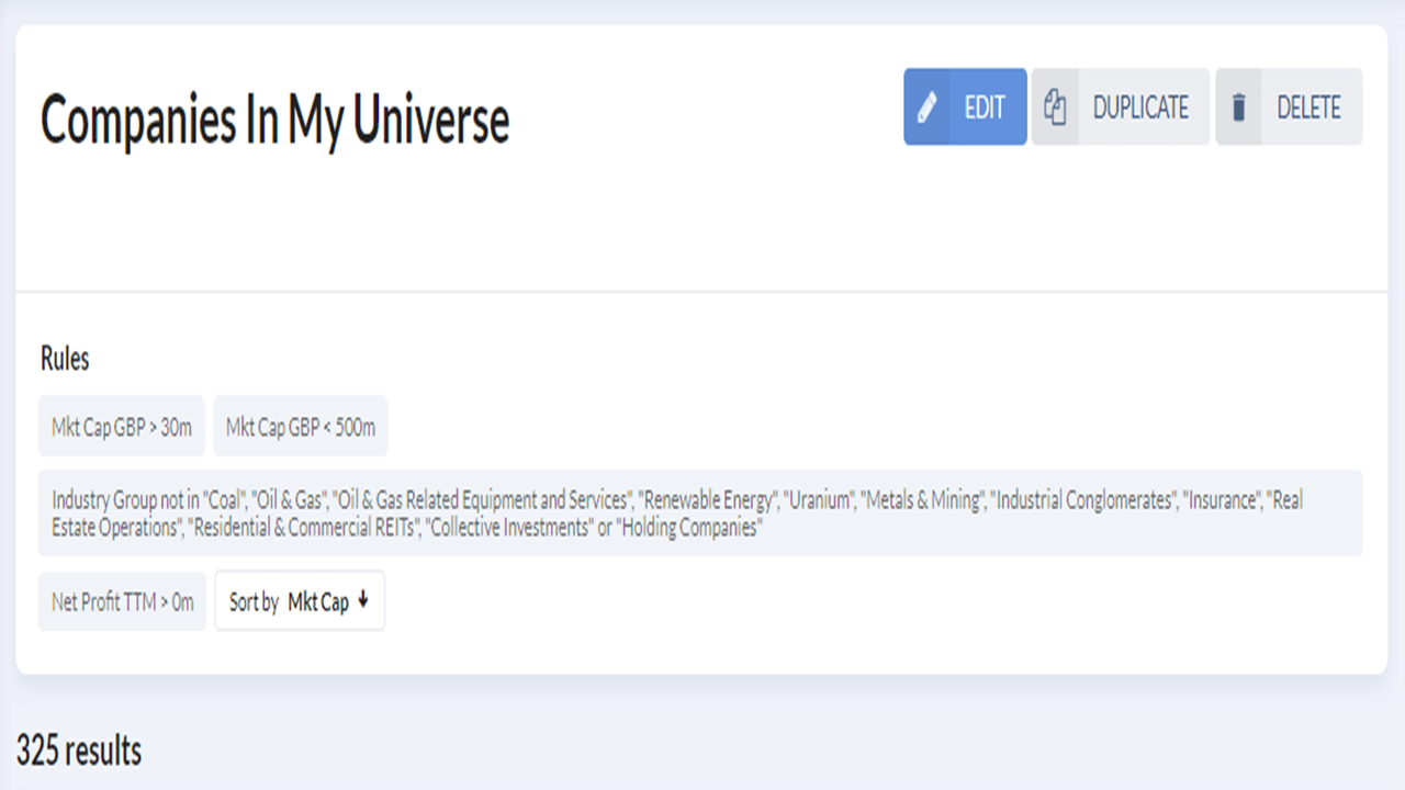 Companies In My Universe - Main